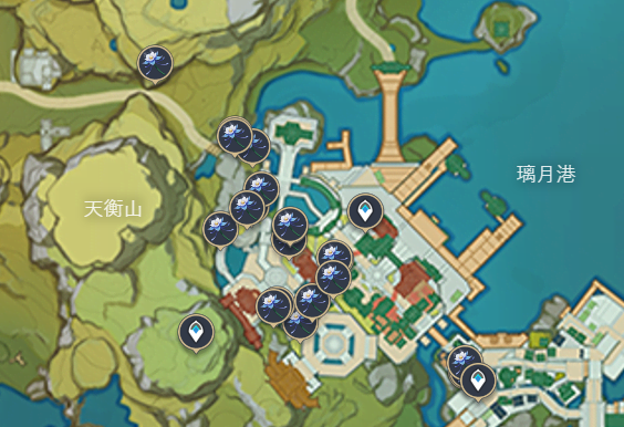 瑠璃百合の採取場所マップ(璃月港周辺)
