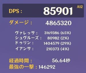 ヴァレサ軸のDPS結果