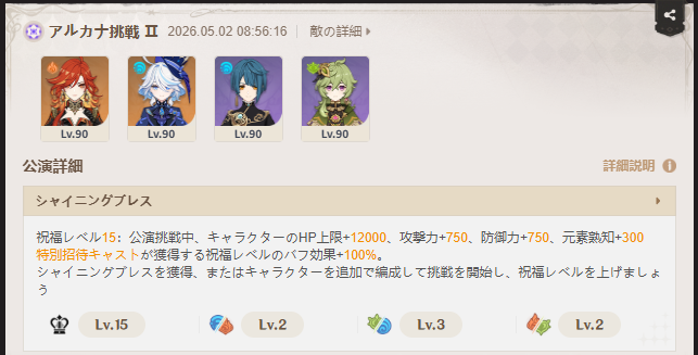 幻想シアター アルカナ挑戦2のパーティ