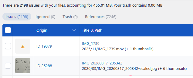 Media Cleanerのスキャン結果