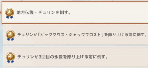 チュリンの挑戦目標
