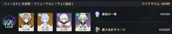 合成獣・フリューゲルレーヴェ（猛威）戦のクリアタイム