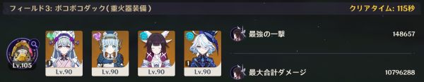 ボコボコダック戦のクリアタイム